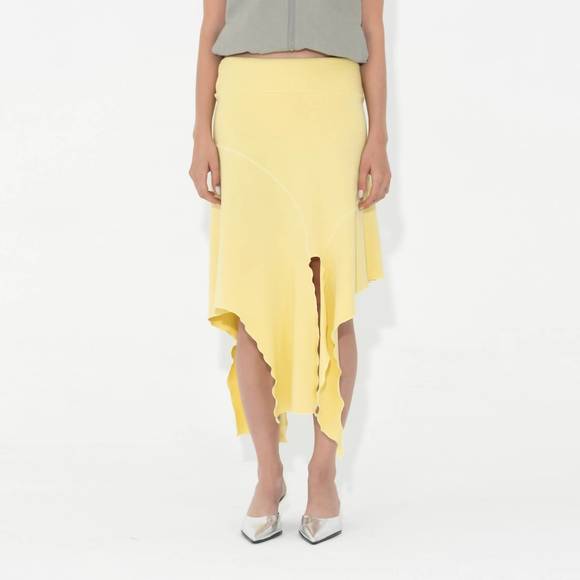 NEW ARTHUR jersey drape skirt in citron - Picture 1 of 5